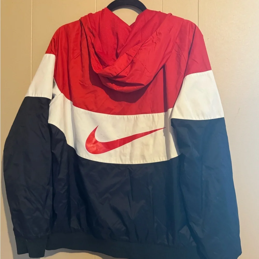 VTG NIKE Sportswear‎ Windrunner Jacket Men Large Red White Blue Hood AJ1396-657